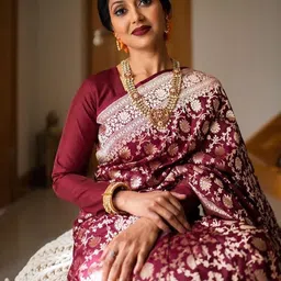 Aldwych Ethnic Motifs Woven Design Zari Banarasi Saree image 2