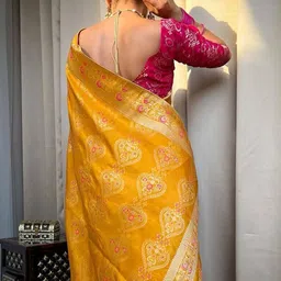 Anjaneya Sarees Floral Zari Banarasi Saree image 4