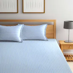 Arrabi 300 TC 130 GSM Striped Print King Size Bedsheet With 2 Pillow Covers image 3