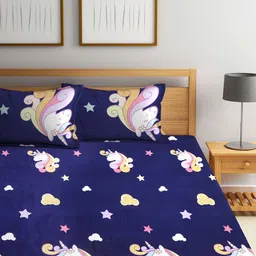 Arrabi 300 TC 130 GSM Cartoon Print King Size Bedsheet With 2 Pillow Covers image 2