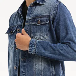 SHOWOFF Spread Collar Windcheater Denim Jacket image 4