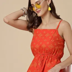 routes by all about you all about you Polka Dot Printed Shoulder Strap Neck Flounce Hem A-Line Dress image 2