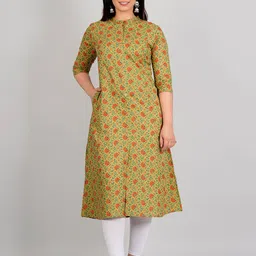 Moktika Floral Printed Pure Cotton A-Line Kurta image 2