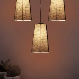 Devansh Black Cluster Pyramid Shaped Hanging Lamps With Cotton Shades image 5