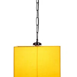 Devansh Yellow Square Cotton Drum Hanging Lamp image 5