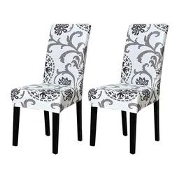 HOUSE OF QUIRK Blue & Grey 2 Pcs Ethnic Motifs Printed Removable Stretchable Chair Covers image 4
