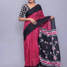 KIAARON Tie and Dye Block Print Saree image 2