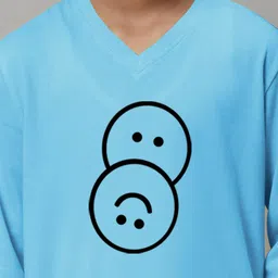 Friskers Boys Turquoise Blue Typography Printed V-Neck Applique T-shirt image 5