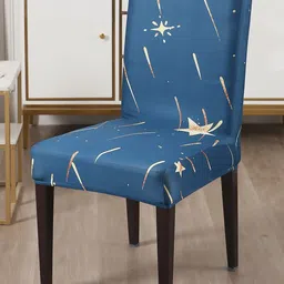 HOKIPO Blue & White 4 Pieces Printed Stretchable Chair Covers image 2