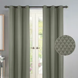Deco Window Grey Set of 2 Room Darkening Door Curtain image 2