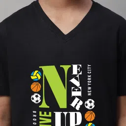 Friskers Boys Typography Printed V-Neck Slim Fit T-shirt image 3