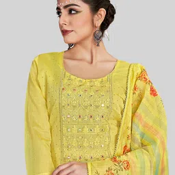 TAVAS Ethnic Motifs Embroidered Mirror Work Unstitched Dress Material image 2