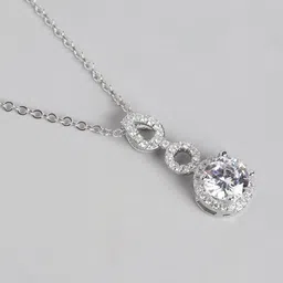 Carlton London Women Rhodium-Plated CZ-Studded Pendant with Chain image 3