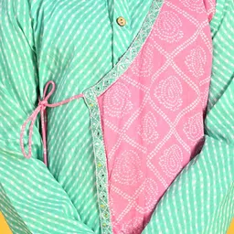 SAKA DESIGNS Boys Bandhani Printed  Mirror Work Angrakha Pure Cotton Kurta & Dhoti Pants image 2