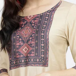 Vishudh Women Beige & Red Ethnic Motifs Empire Kurta With Trousers & Dupatta image 5