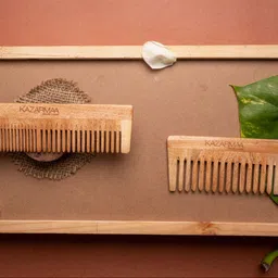 KAZARMAA Set of 2 Natural neem wood comb image 3