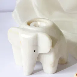 Chokhat White Marble Hathi Candle Holder image 3