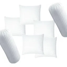 Decorative Set of 5 Cushion & 2 Microfibre Stripes Bolster Pack of 7-image-9