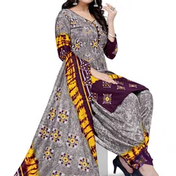 vijay deep silk mill Unstitched Crepe Salwar and Dupatta Material Printed image 1