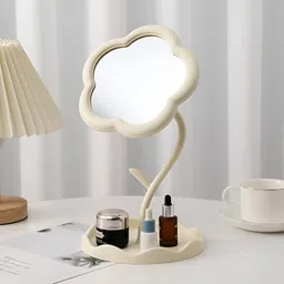 gauzyhouse 360° Adjustable-Vanity Makeup Flower Mirror with Storage Tray image 2