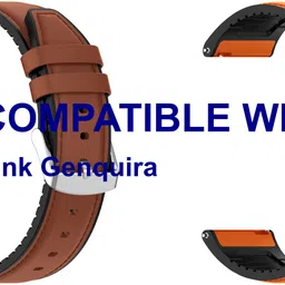 ACM WSM33U22BROR3922 Pack of 2 Watch Strap Leather Silicone Belt 22mm for PunnkFunnk Genquira Smartwatch (Brown/Orange) Smart Watch Strap-image-88