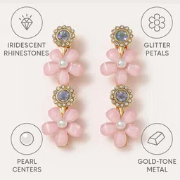 alvero 2Pc Elegant Floral Crystal & Pearl Hair Clips for Women, Korean Style Shining Hair Clip image 3