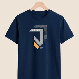 magneto Men Printed Crew Neck Pure Cotton Navy Blue T-Shirt-picture-21
