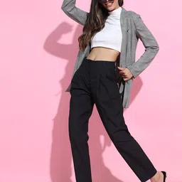 tokyo talkies Women Regular Fit Black Cotton Blend Trousers image 5