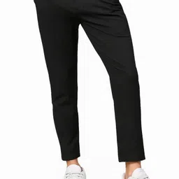 maanu Men Regular Fit Black Lycra Blend Trousers-picture-44