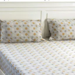 Grey Abstract 210 TC Cotton Blend King Sized Bed Sheets with 2 Pillow Covers by Pluchi image 2