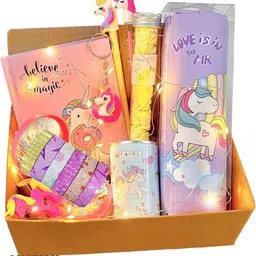 Unicorn Goody Box Combo Party Favor Supplies Mermaid Return Gift Kids - Unicorn Diary Mermiad Copy Lock Spiral Mini Pocket Notebook Lipstick Pen Cute Keychain Designer tape (Unicorn)-picture-17