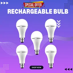 sacro Rechargeable Emergency Bulb Inverter Bulb, 3Hr Battery Backup_Pack of 5 P399 3 hrs Bulb Emergency Light image 1