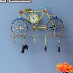 craft tree Yellow Iron Cycle With Clock Key Holder-picture-27