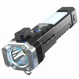 mobone Rechargeable Torch Flashlight 8 in 1 Multiple Uses Hamaer,Knife 5 hrs Torch Emergency Light image 1