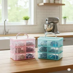 maxtid Plastic 6 layer Tray Organizer with Pink & Blue Base Storage Basket-picture-31