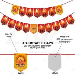 zyozi Happy Rath Yatra Paper Banner, Backdrop Decorations Item For Rath Banner image 3