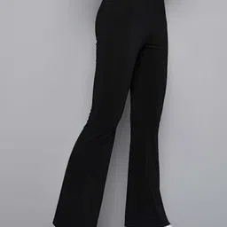 next one Women Flared Black Lycra Blend Trousers image 2