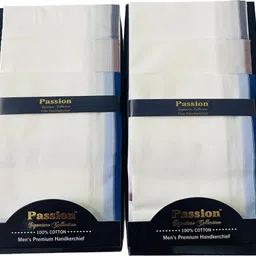 PASSION FROM OMTEX Men's Premium Combed 100% Cotton Signature Collection Italia Fine Handkerchieves ["WHITE WITH COLORED BOEDER"] Handkerchief image 3