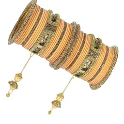 NMII Set Of 46 Stone-Studded Raadha Krishna Printed Design Latkan Bangles image 4