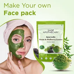SAGE APOTHECARY Off White Ayurvedic Neem & Mulberry Leaves Powder Face Mask, 100gm image 3