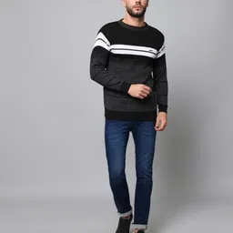 willey Men Colorblock Round Neck Black Sweater image 5