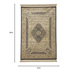 Beige Persian Viscose 5 ft x 7 ft Machine Made Carpet by Obsessions image 3