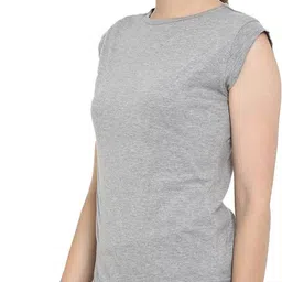 ap'pulse Pack of 2 Women Solid Round Neck Pure Cotton Dark Blue, Grey T-Shirt image 3