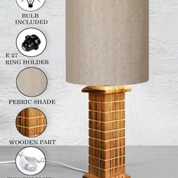 homesake Rustic Table Lamp Skyline with Fabric Shade, Table Light, Home Décor,jute Drum Table Lamp image 5