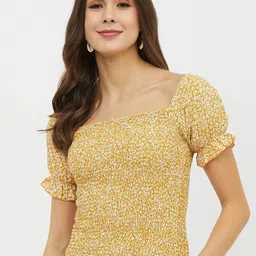 harpa Casual Regular Sleeves Printed Women Yellow Top-picture-17