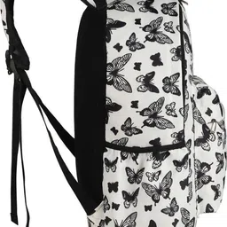 tottica Medium 25 L Laptop Backpack Stylish Black & White Butterfly Print Backpack for School & Travel image 4