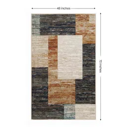sapana carpet-mats Multicolor Geometrical Polypropylene 4 ft X 6 ft Machine Made Carpet image 3