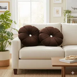 alden Microfibre Cushion Pack of 1 Solid Premium Round cushion-picture-30