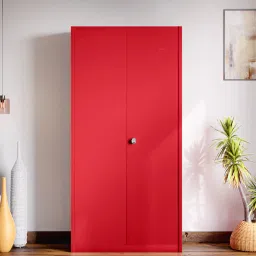 godrej interio Flynn Textured 2-Door Metal Wardrobe in Carmine Red Finish image 1