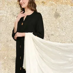 divyam Chiffon Embroidered White Women Dupatta image 3